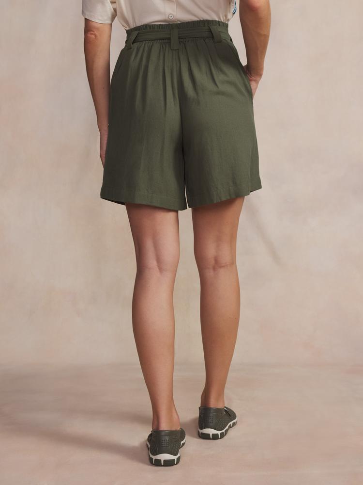 Bermuda - femme - ceinture semi-élastiquée avec passants - ammelber - vert 2/5
