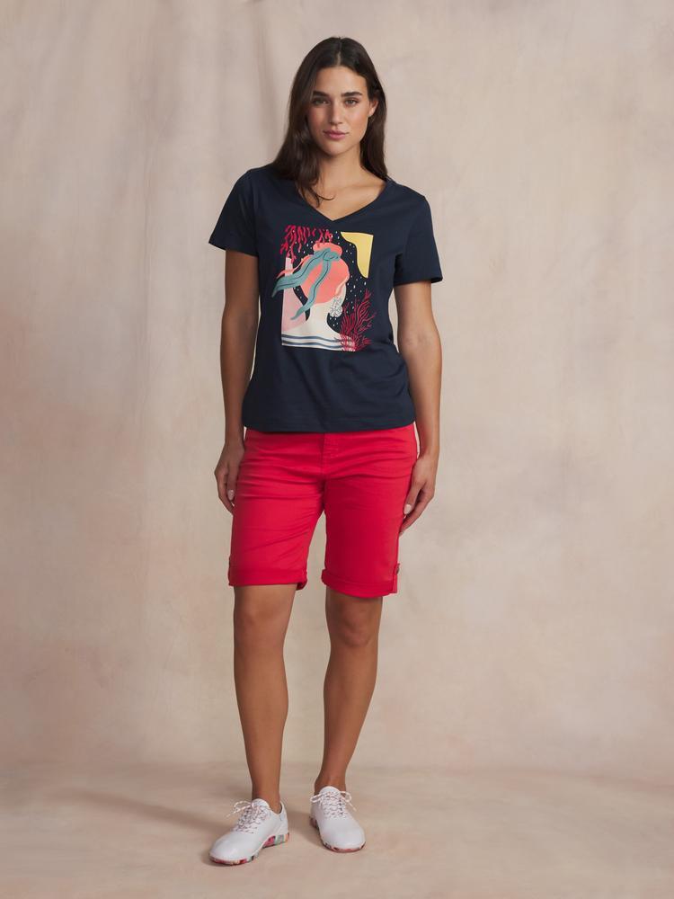 Bermuda femme - ceinture semi-élastique - sintamid - rose 3/5