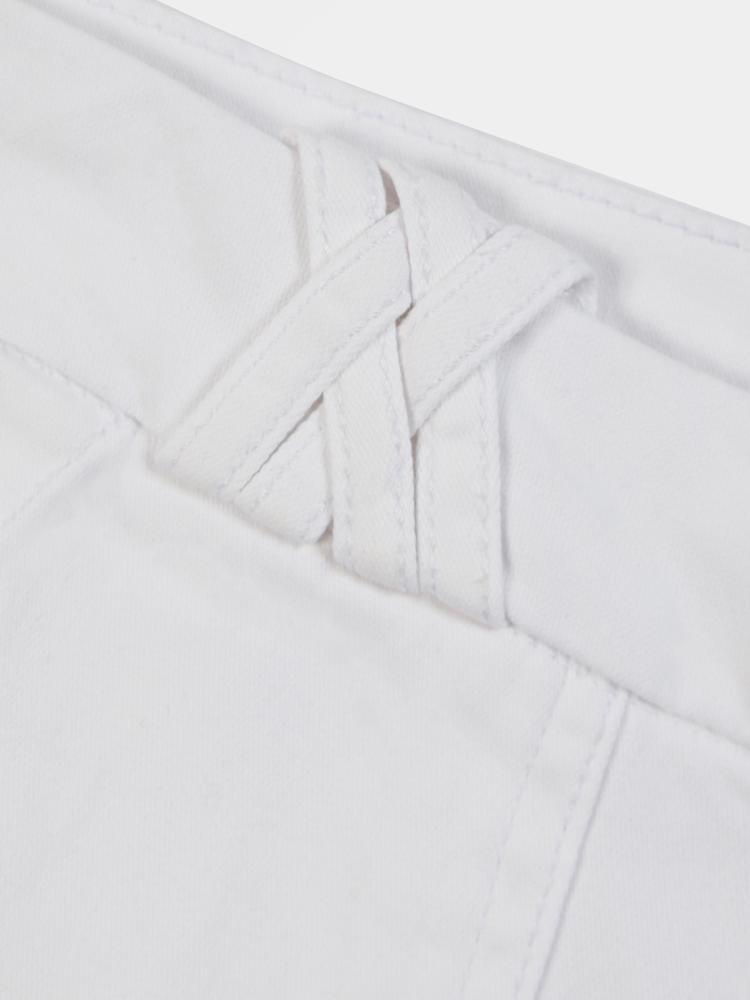 Bermuda - femme - ceinture droite, poches - blanc/ecru 3/3