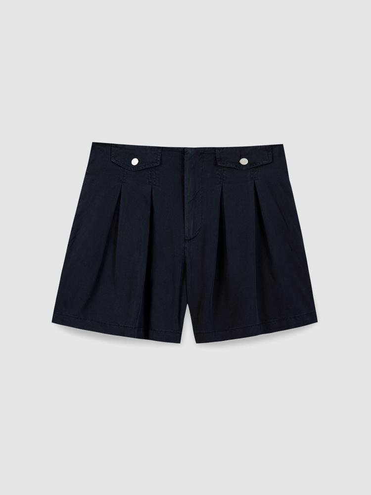 Short - Lifestyle - Femme - Mi-hauteur, 100% lyocell - MYRNOSHO - Bleu marine 3/4