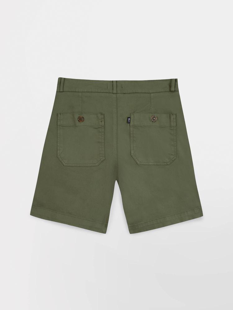 Bermuda - femme - ceinture droite, poches - sintaber - vert 4/5