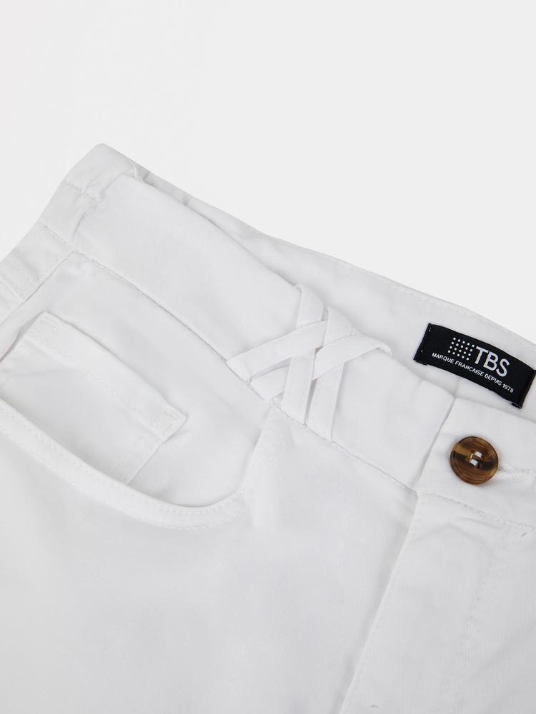 Bermuda - femme - semi-élastique, passants - blanc/ecru 5/5