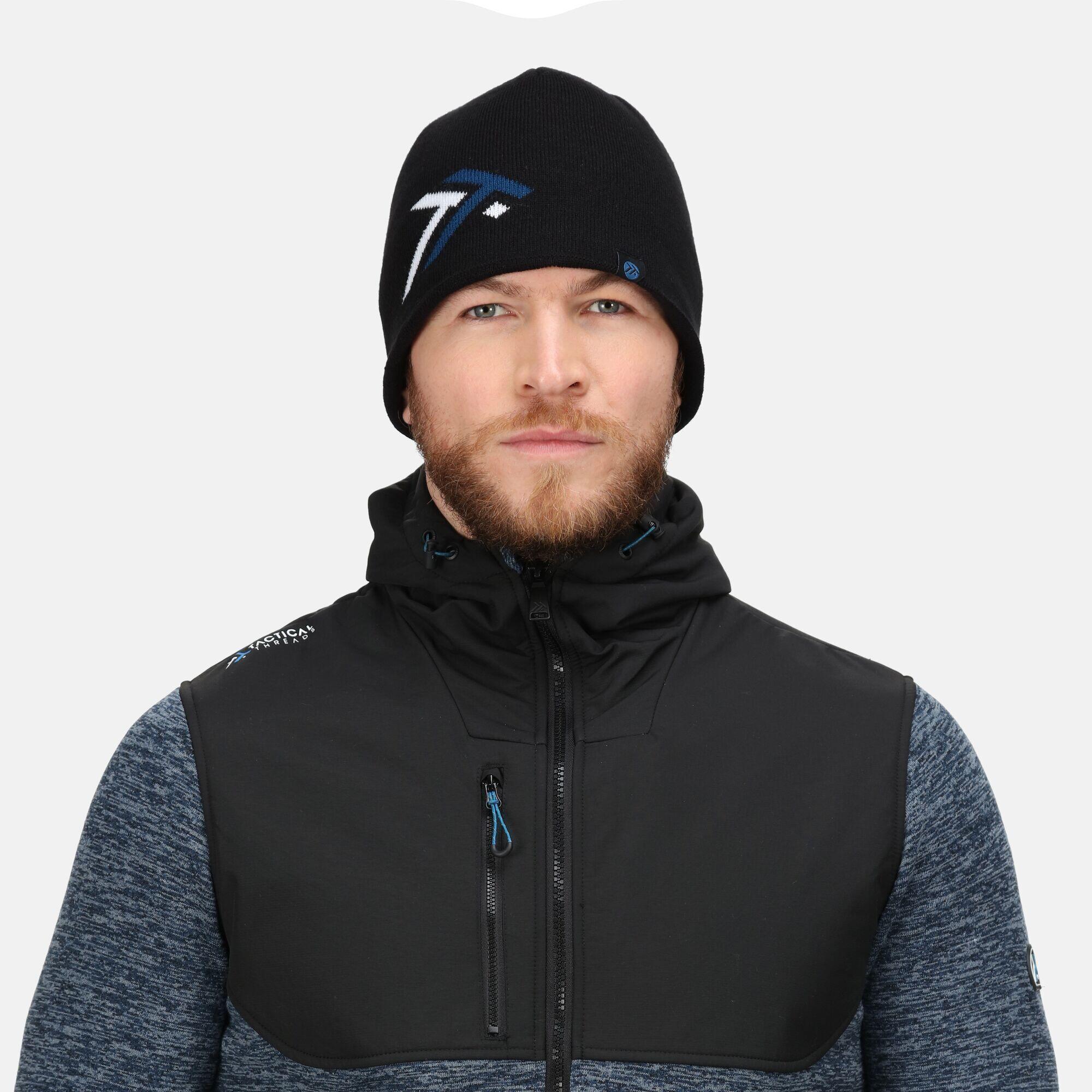 Mens Waterproof Beanie (Black/Petrol Blue) 4/5