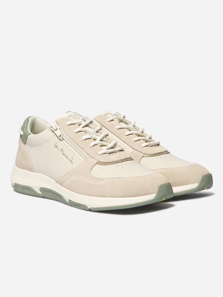 Chaussures de running femme - cuir, lacets et zip - jazazip beige 4/5