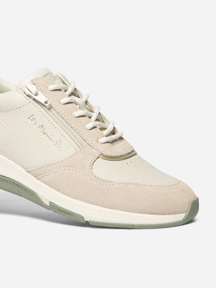 Chaussures de running femme - cuir, lacets et zip - jazazip beige 3/5