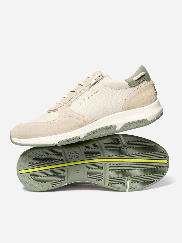 Chaussures de running femme - cuir, lacets et zip - jazazip beige 2/5