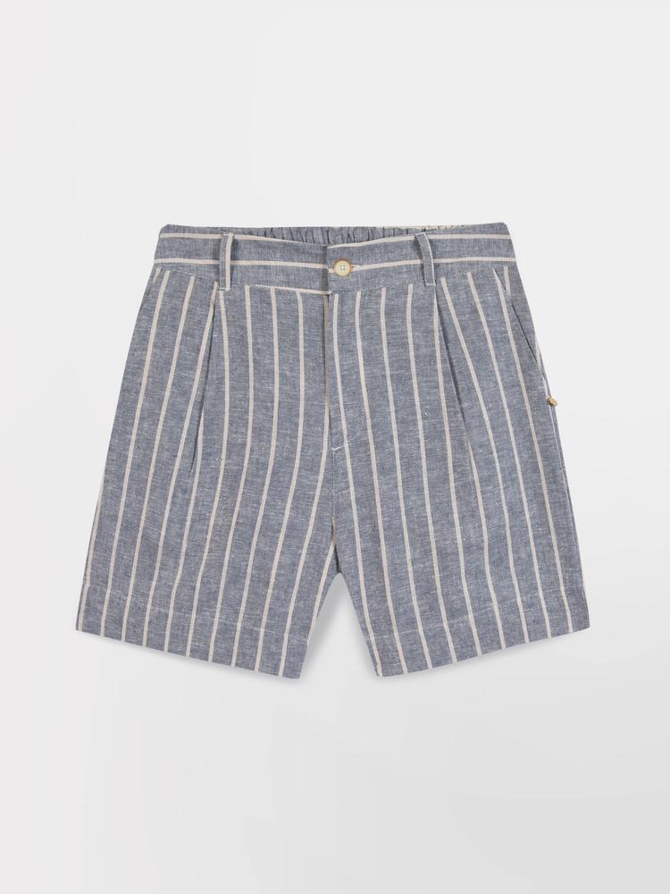 Bermuda femme, ceinture semi-élastique, yvanaber bleu 3/4