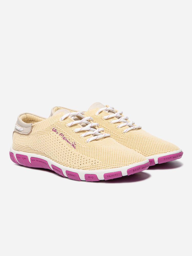 Chaussures - femme - toile, talon 25mm - jazaria - jaune/fuschia 4/5