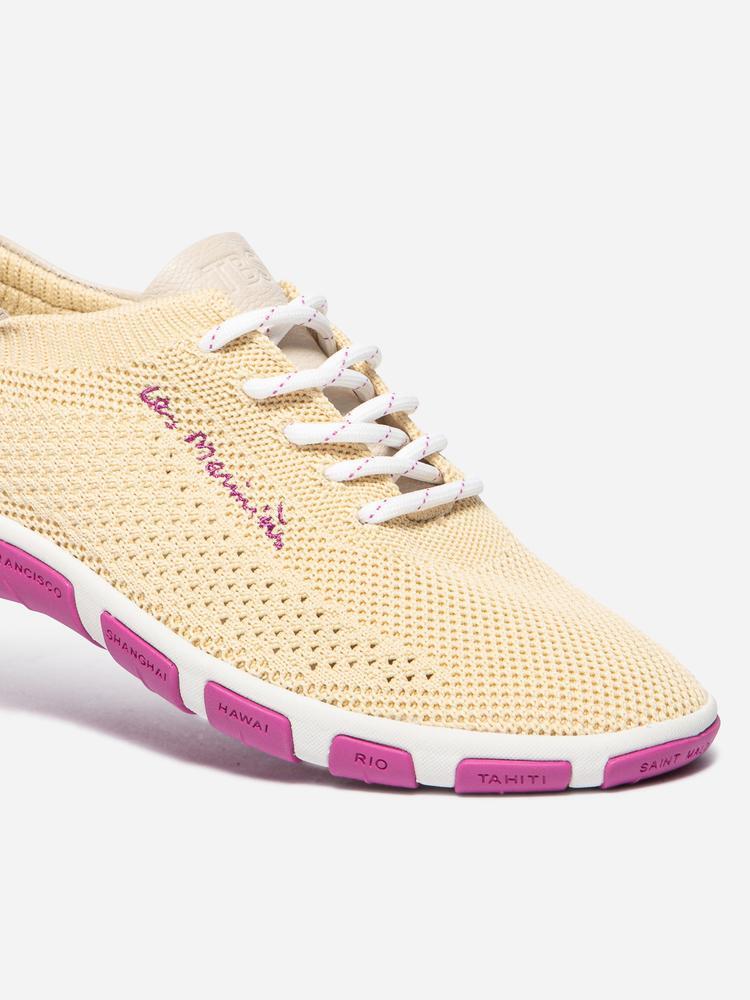 Chaussures - femme - toile, talon 25mm - jazaria - jaune/fuschia 2/5