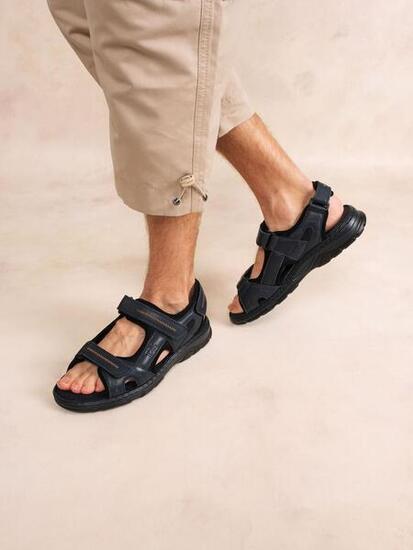 Sandales - Casual - Homme - cuir, fermeture velcro - JOHALIN - bleu