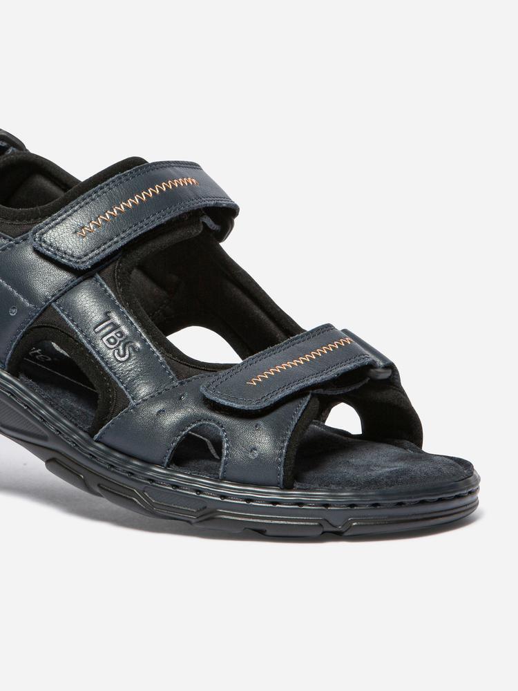 Sandales - Loisirs - Homme - Plates, Cuir, Velcro - JOHALIN - Bleu/Noir 2/5