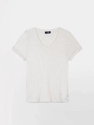 T-shirt manches courtes femme ADINATEE Cactus - col V, revers aux manches