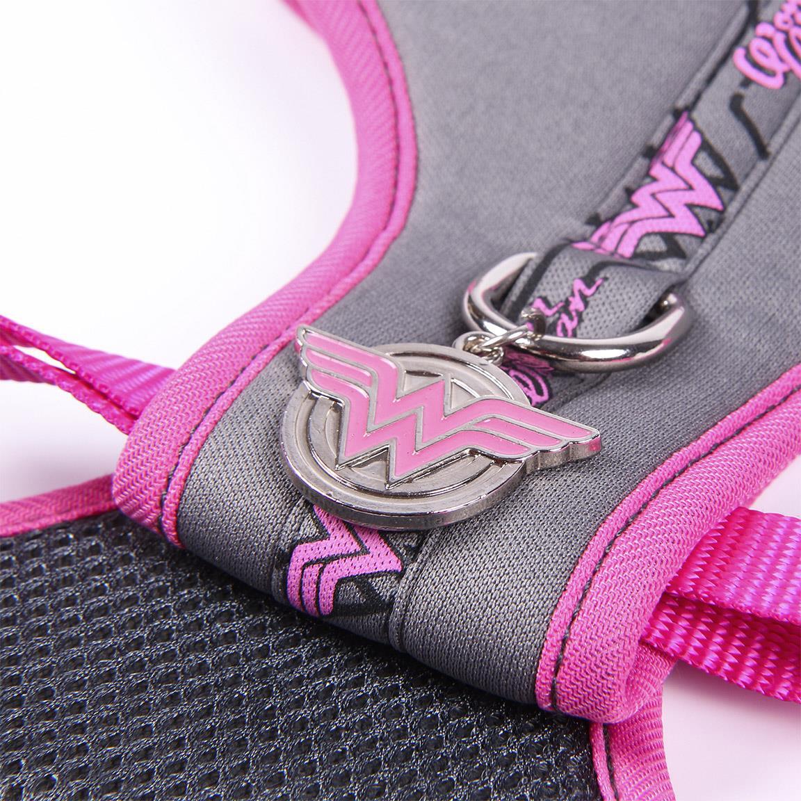 Harnais pour chien Wonder Woman Talla S/M Gris y Rosa avec Anilla Metálica 4/7