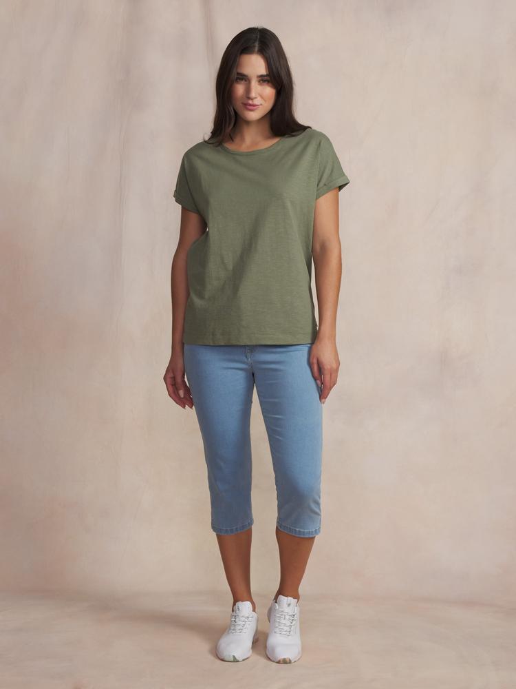 T-shirt femme manches courtes col rond - mahiatee - vert 3/5