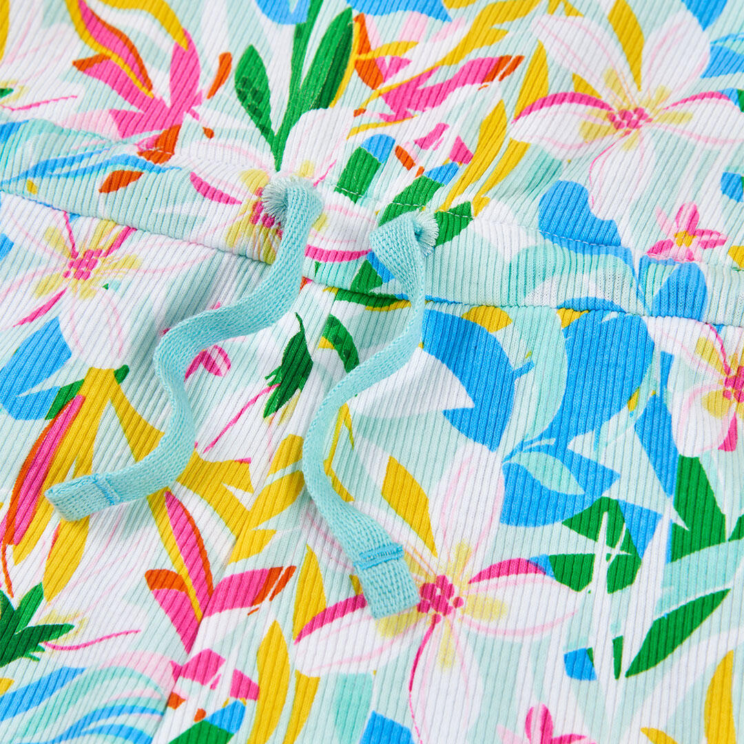 Mono canalé para niña con estampado floral y cintura ajustable 4/4