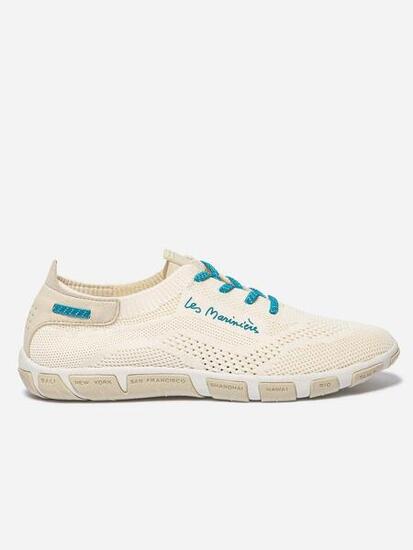 Chaussures - Tennis toile - Femme - Lacets élastiques - Janessa - Blanc/Latte