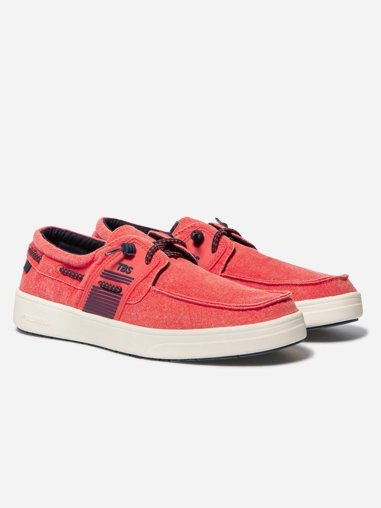 Chaussures bateau Homme - GEOBOAT lacets élastiques - Rose/rouge 4/7