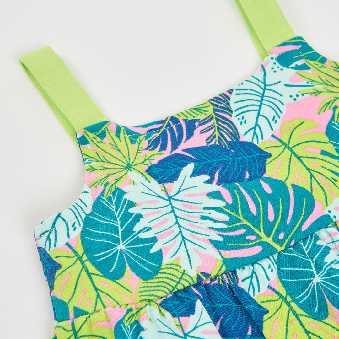 Vestido de punto para niña con estampado, verde 3/4