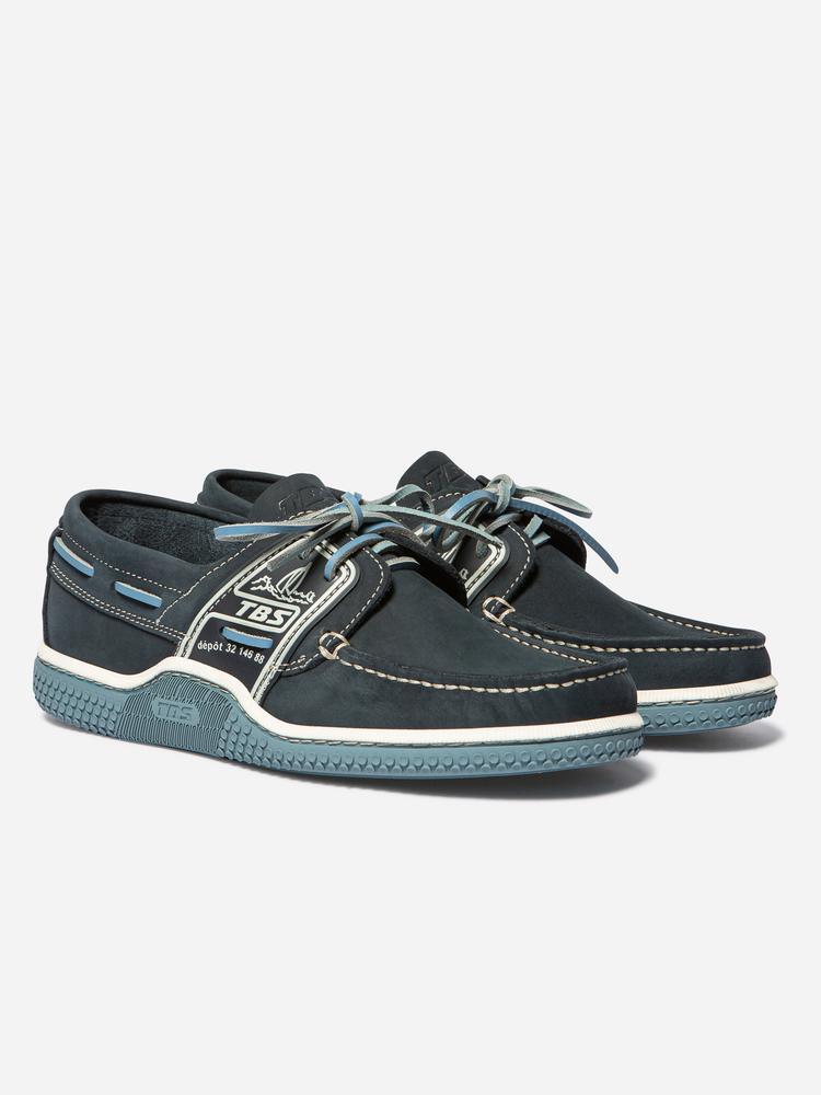 Chaussures bateau - Nautisme - Homme - Cuir, lacets cuir - GLOBEK Bleu chambray 4/5