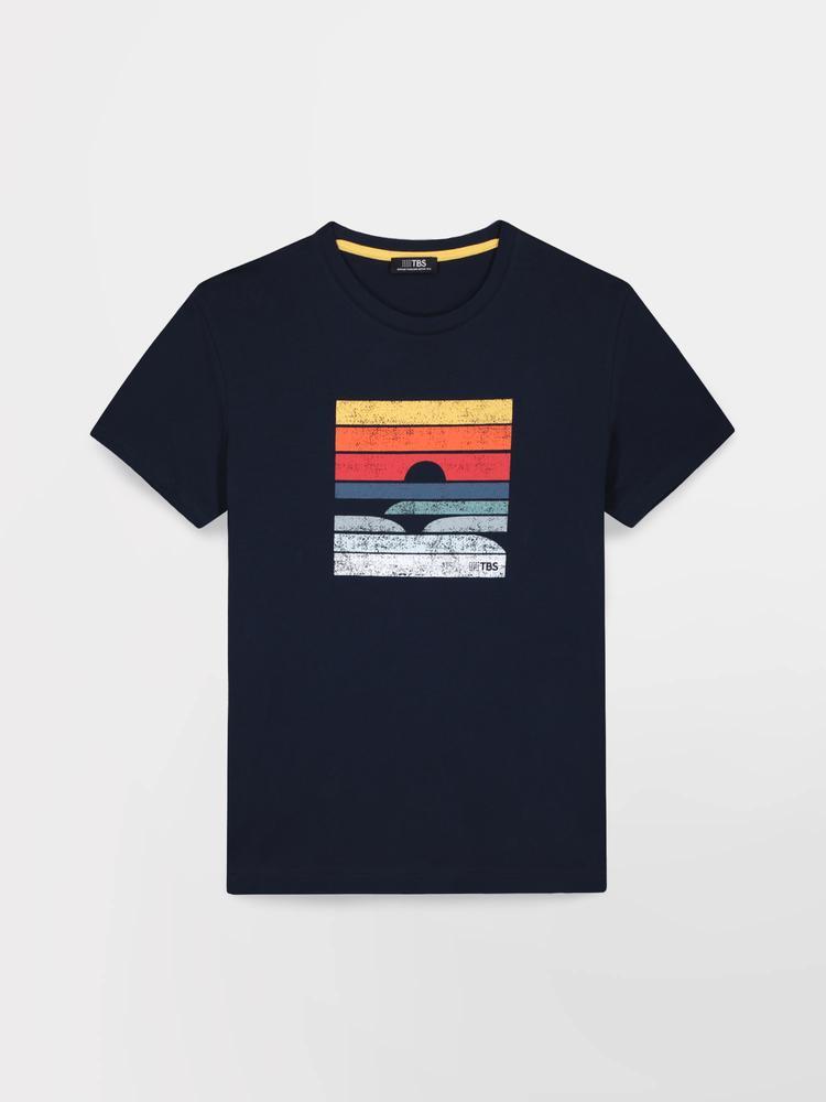 T-shirt Homme - Coupe ajustée, col rond - KERANTEE - Marine 3/4