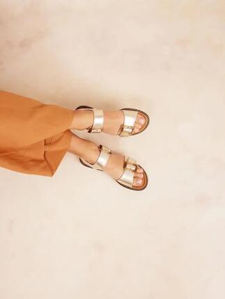 Sandales - Lifestyle - Femme - plates, cuir, velcro - ABIGAEL - marron
