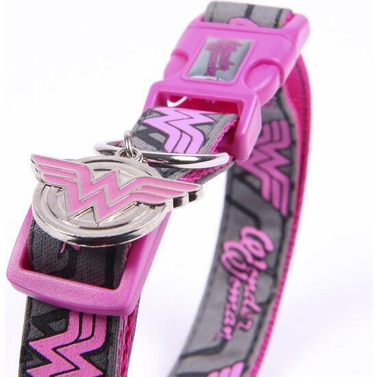 Collier pour chien Wonder Woman réglable avec anneau métallique Rose 2/3
