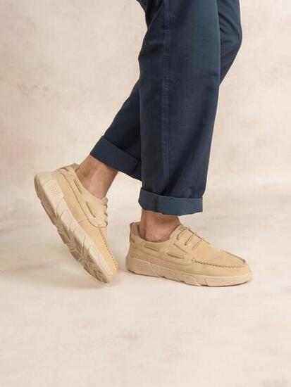 Chaussures bateau - Nautisme - Homme - Cuir, lacets - JAZZSEA - Beige