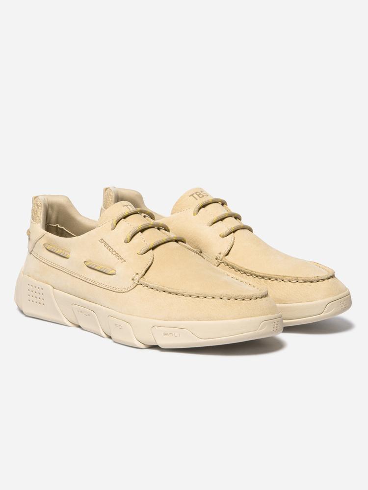 Chaussures bateau - Nautisme - Homme - Cuir, lacets - JAZZSEA - Beige 4/5