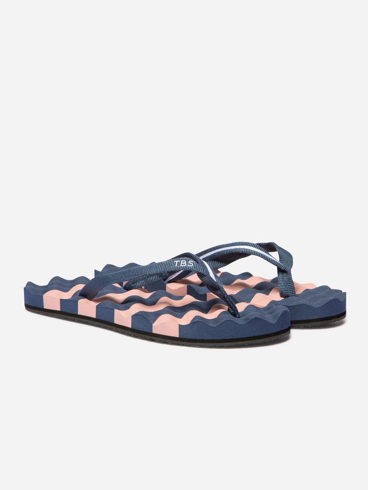 Tongs - Plage - Femme - Légères, semelle 20 mm - ULRIANE - Bleu/Rose 4/5