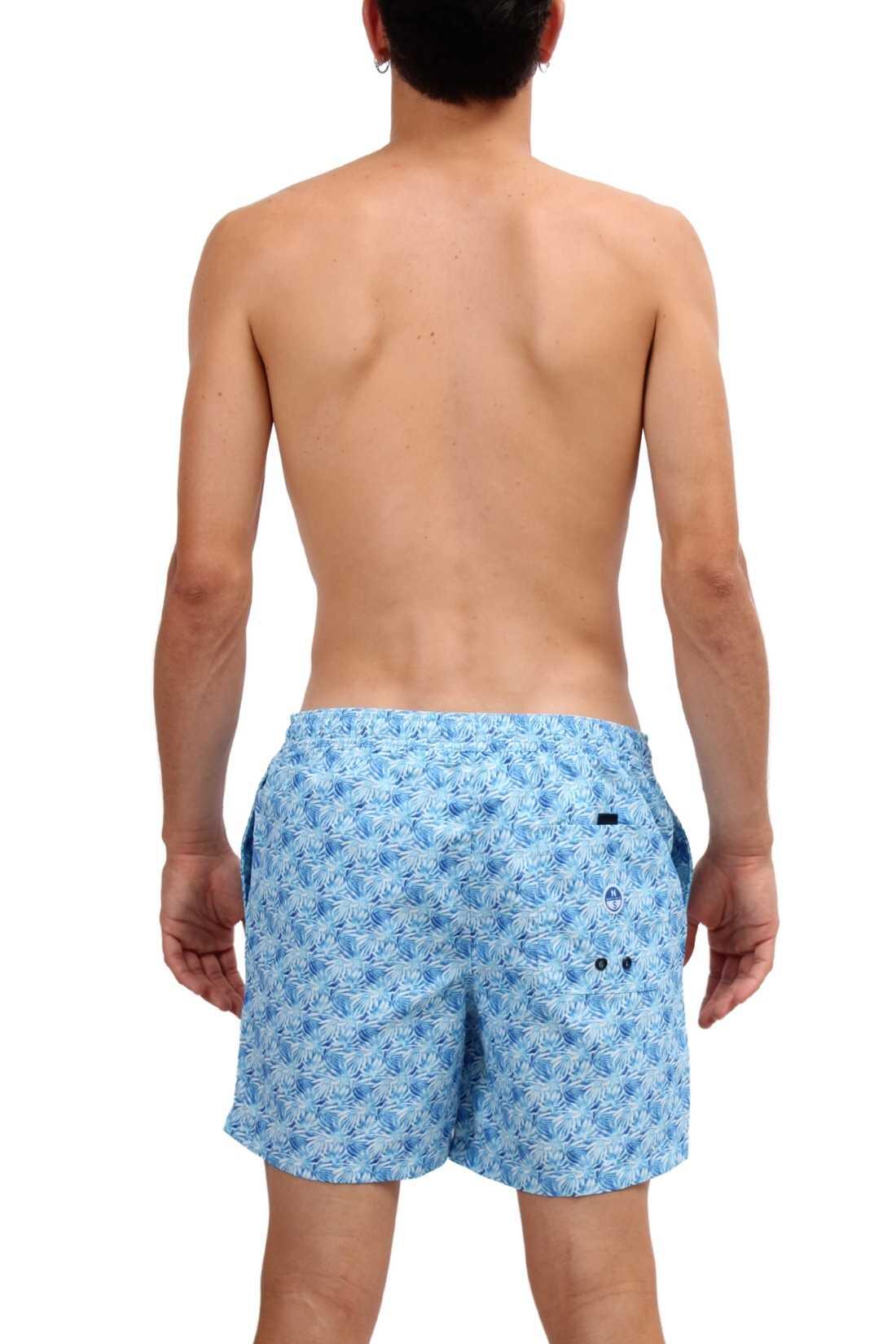 Zwemshort – heren – met strepen, elastische taille – rood 3/4