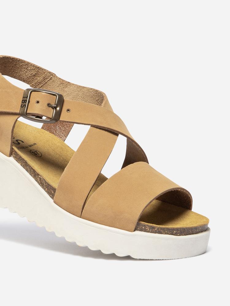 Sandales compensées - Femme - Cuir, bride à boucle - CLARIAH - Blanc/ecru 2/4