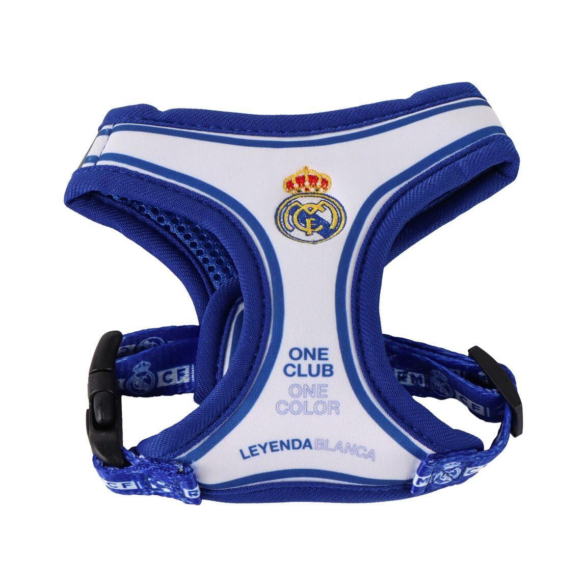Arnés para Perros Real Madrid Ajustable con Cierre de Clip Azul y Blanco 1/6