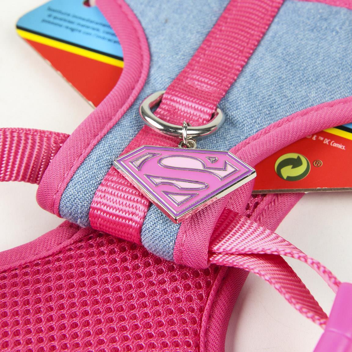 Pettorina per cani Supergirl Ajustable con Guinzaglios y Hebilla Rosa y Azul 5/7