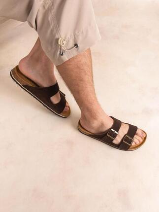 Mules - Homme - cuir, boucle - NEYLANN - Marron