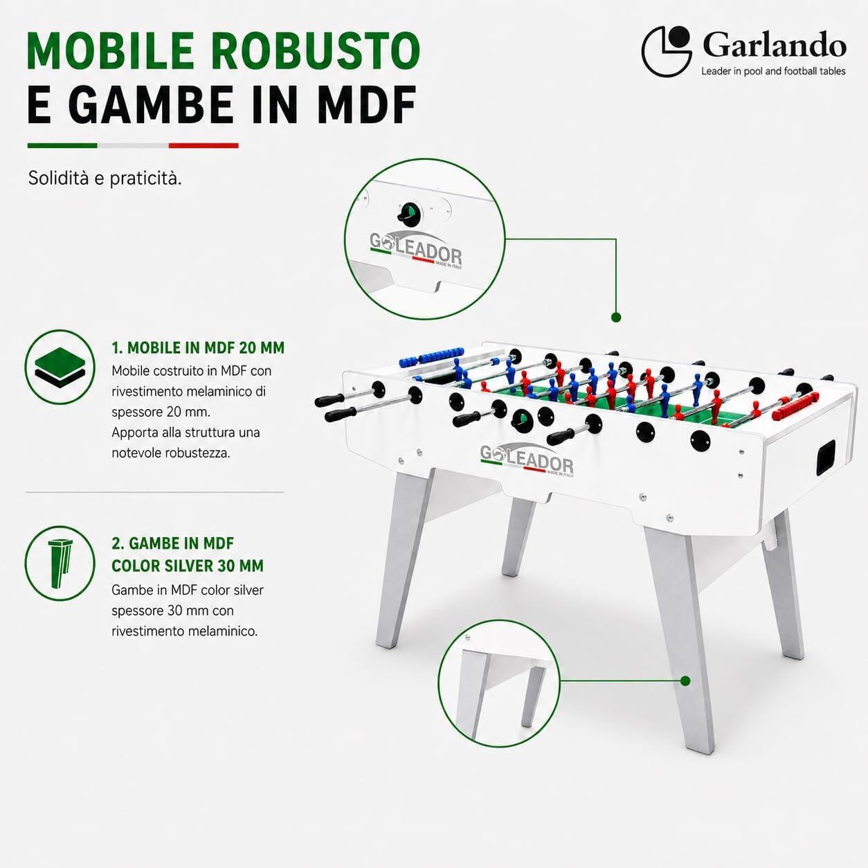 [Goleador] Calciobalilla con Gambe Pieghevoli ed Aste Rientranti 7/9