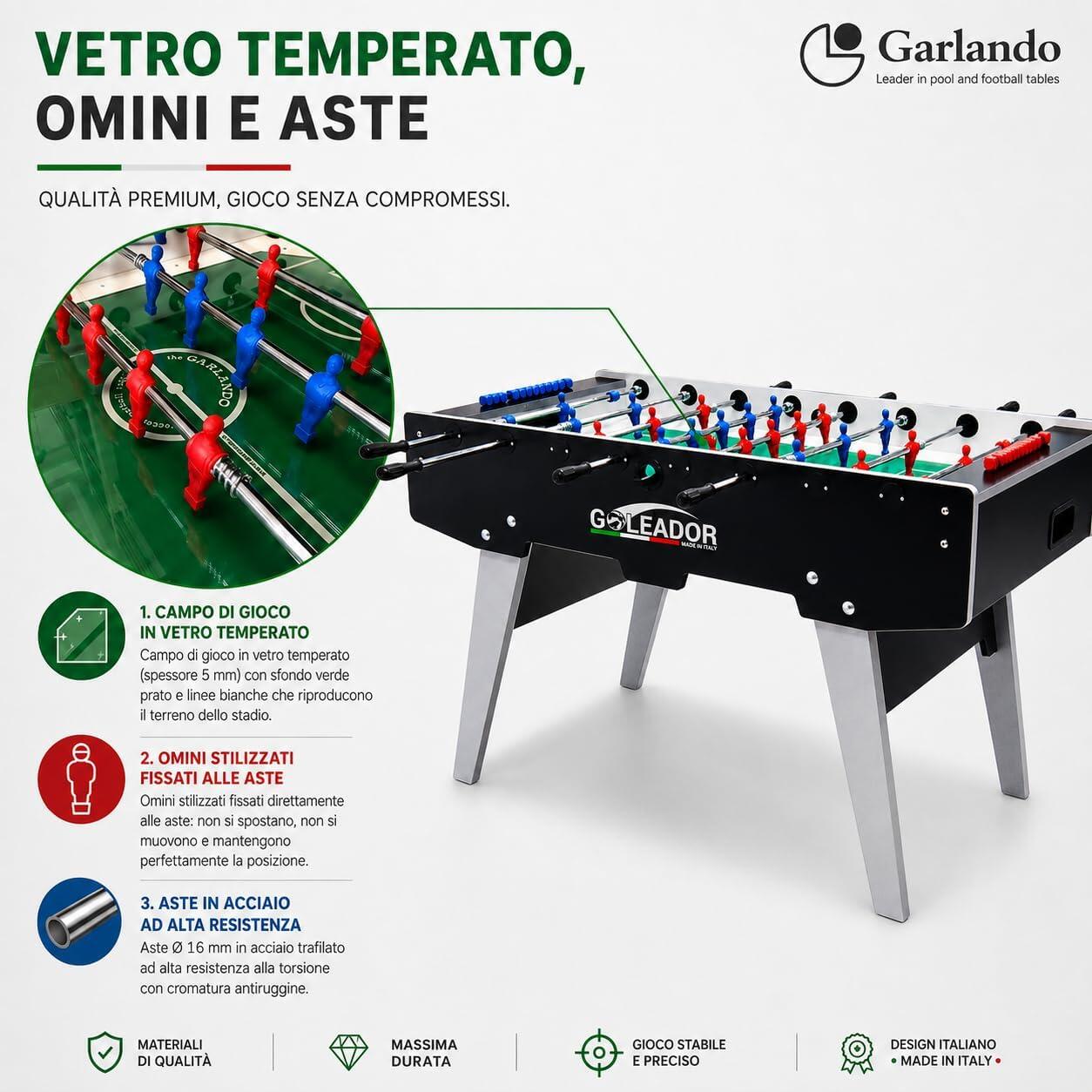 [Goleador] Calciobalilla con Gambe Pieghevoli ed Aste Rientranti 6/9