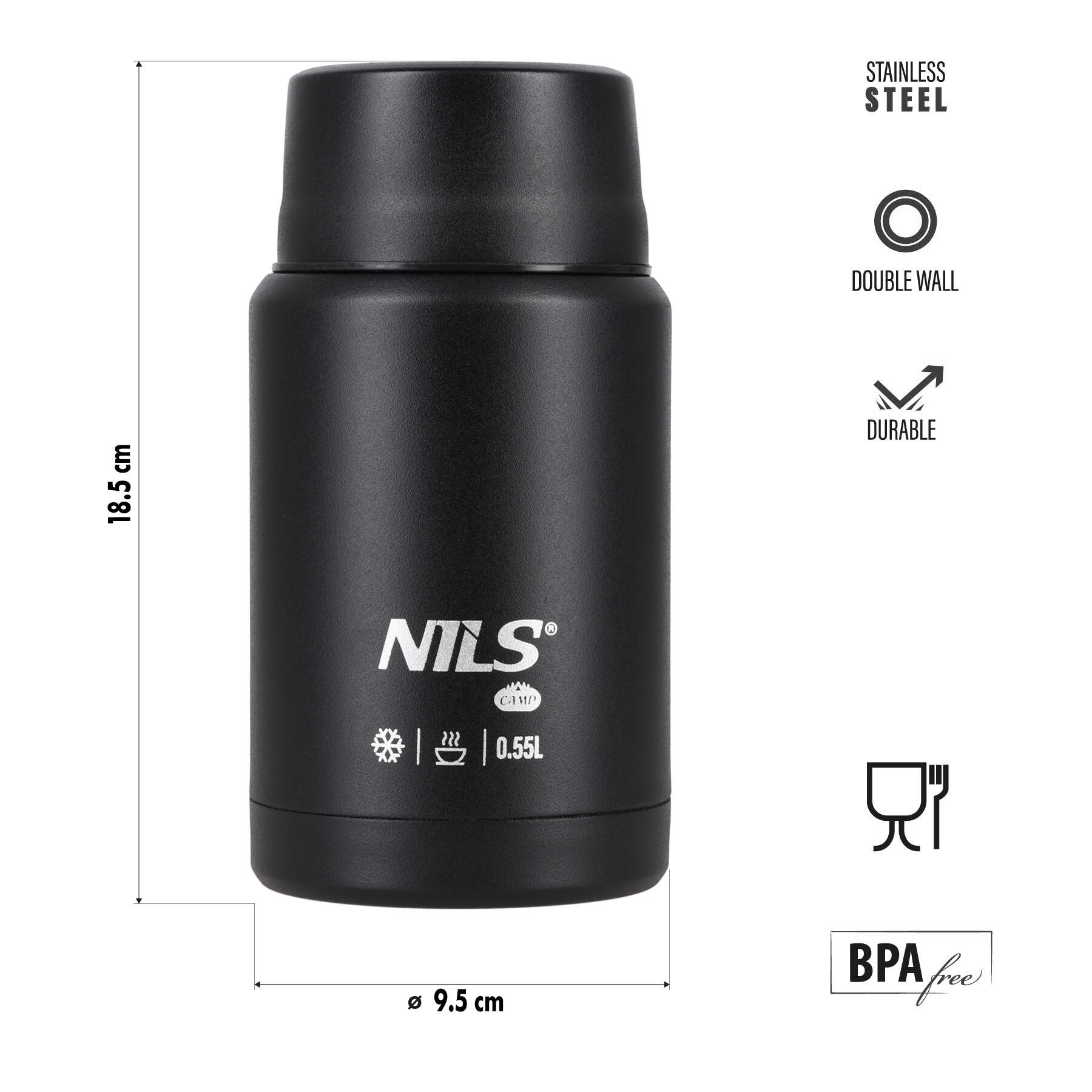 NC3807 TERMOS OBIADOWY 550ML CZARNY NILS CAMP 6/7