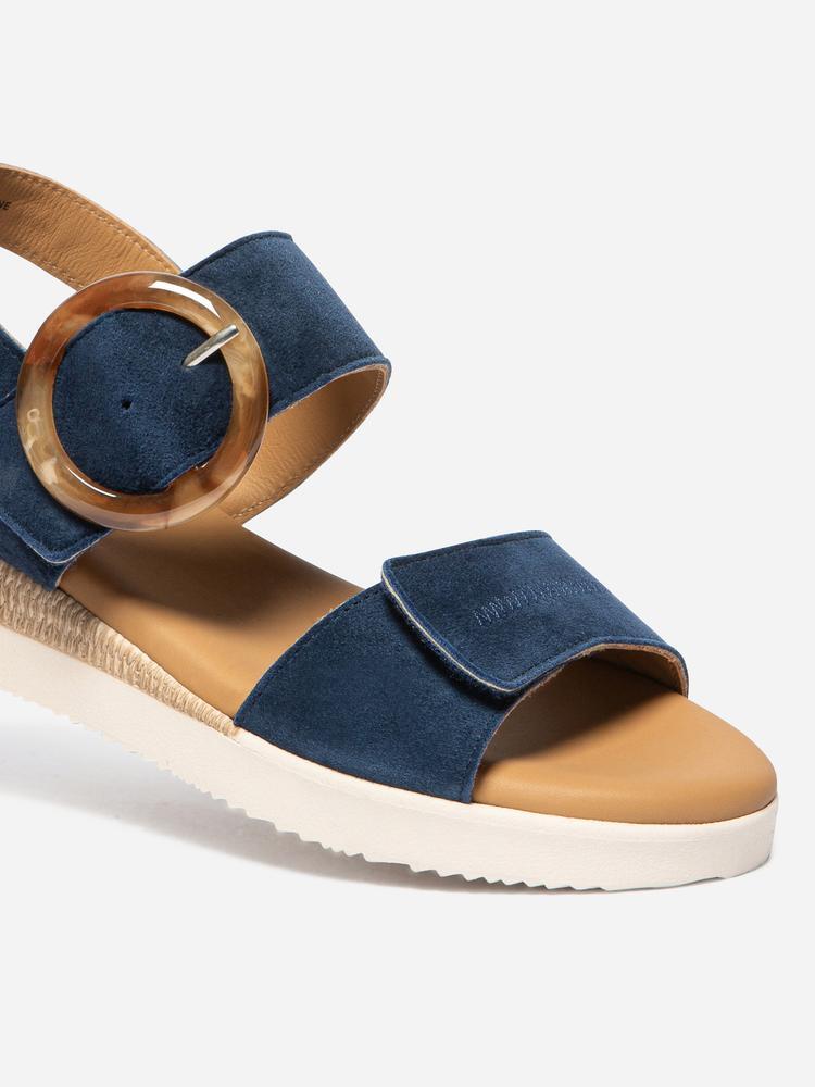 Sandales compensées - Femme - Cuir - PRALINE - Bleu marine 2/5