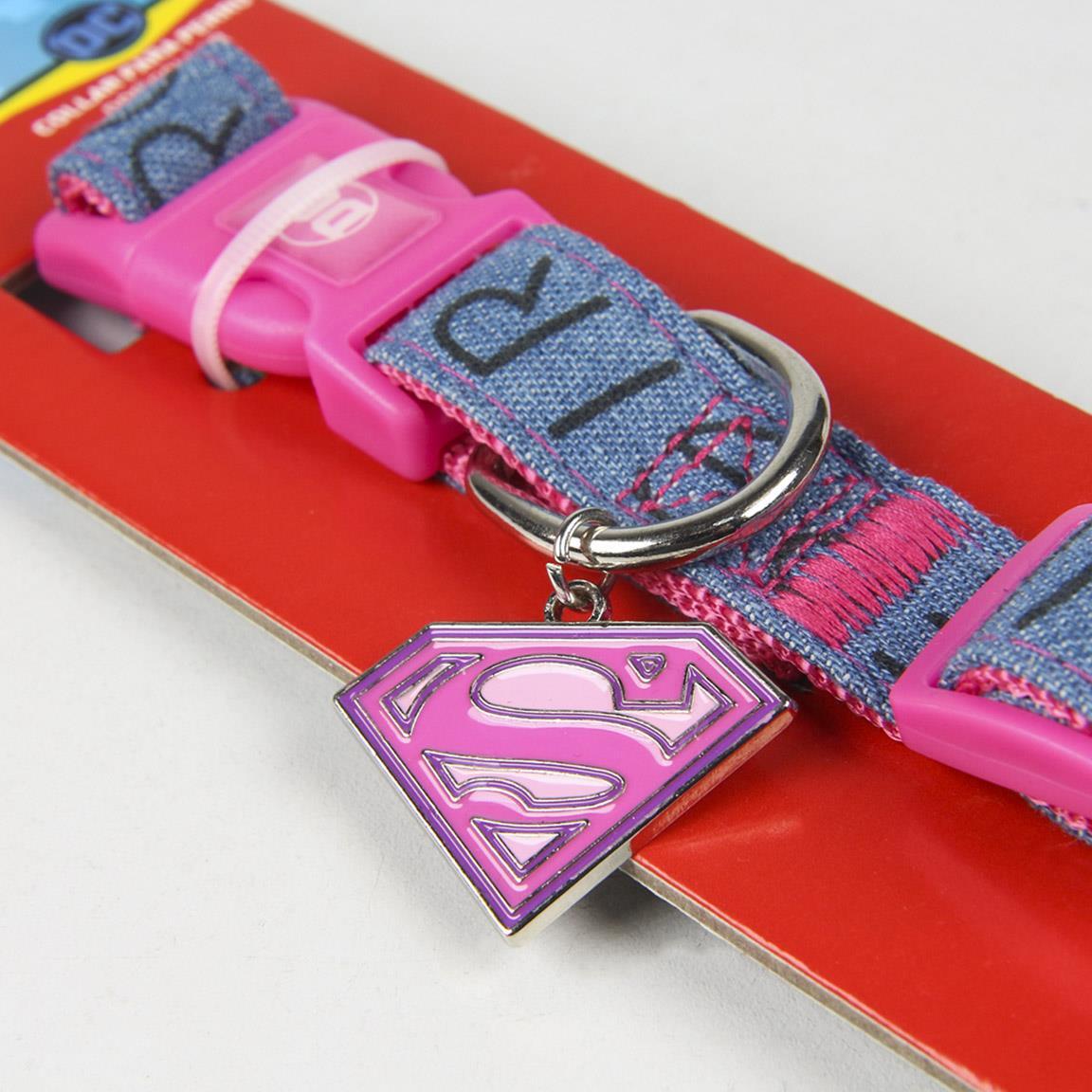 Collier pour chien Supergirl réglable avec anneau métallique Rose 4/6