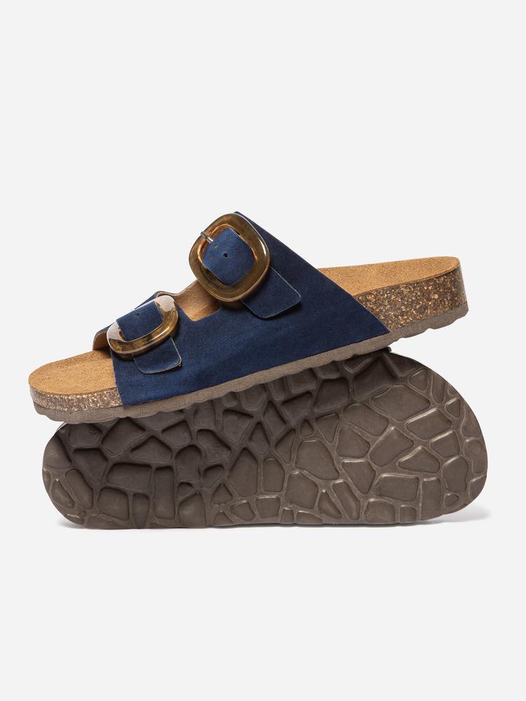 Chaussures - Casual - Femme - Mules avec boucle - Rayanna - Bleu marine 3/4