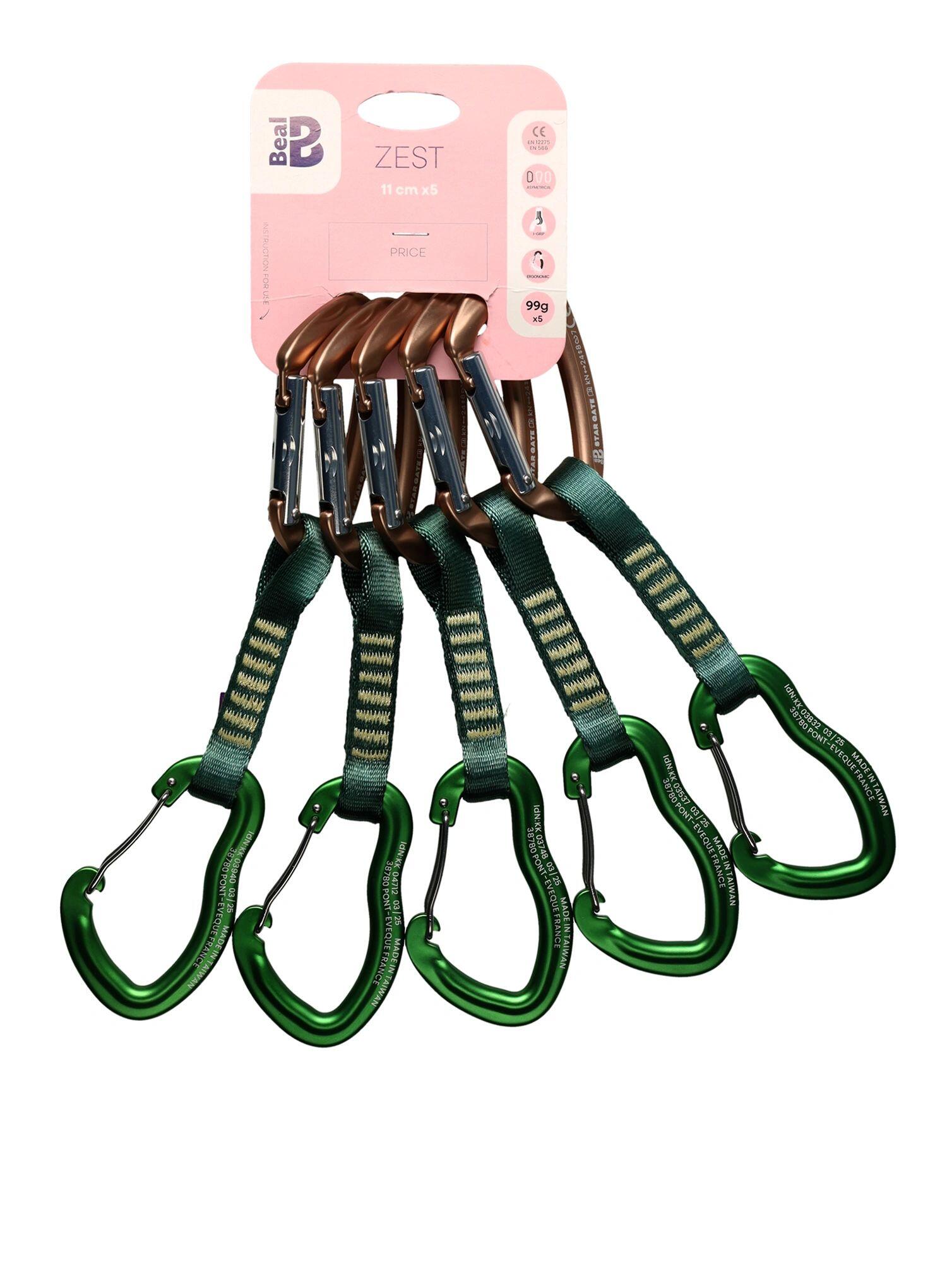 Ekspresy wspinaczkowe Beal Zest 11 cm x 5 pieces - green 2/7