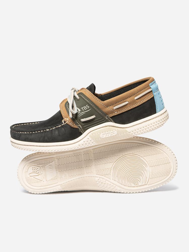 Chaussures bateau - Homme - Cuir lacets - GLOSAIL - Bleu/Tan 3/5