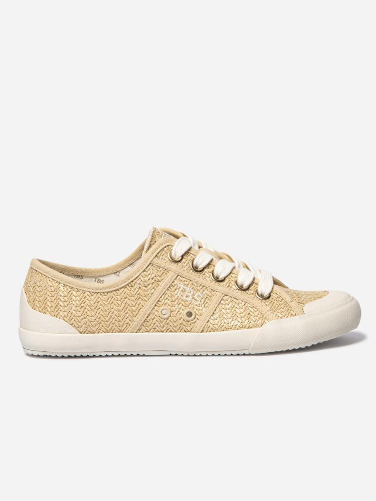 Chaussures - Tennis toile - Femme - Lacets, talon 20 mm - OPIACE - Beige 5/5