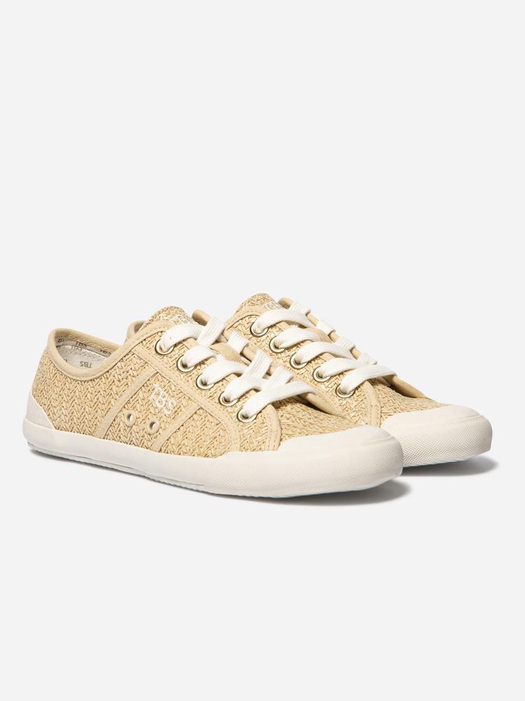 Chaussures - Tennis toile - Femme - Lacets, talon 20 mm - OPIACE - Beige 4/5