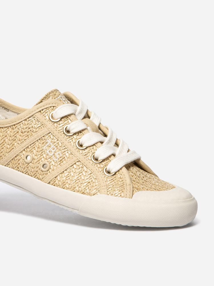 Chaussures - Tennis toile - Femme - Lacets, talon 20 mm - OPIACE - Beige 3/5