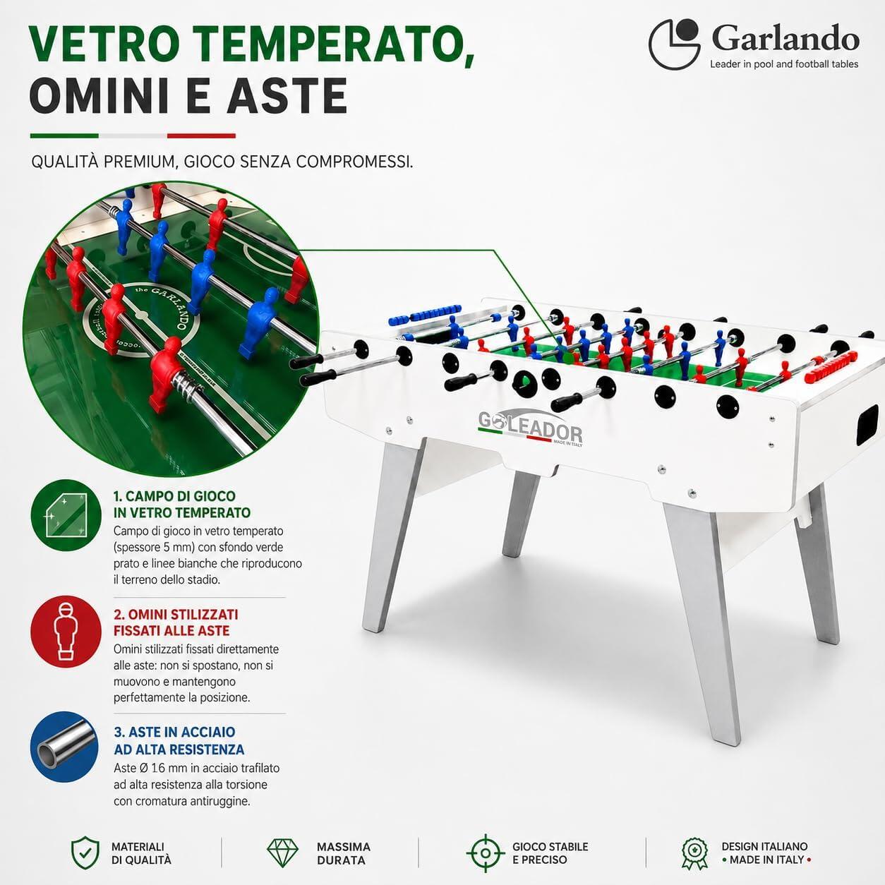 [Goleador] Calciobalilla con Gambe Pieghevoli ed Aste Rientranti 6/9
