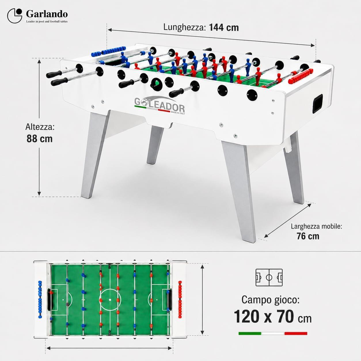 [Goleador] Calciobalilla con Gambe Pieghevoli ed Aste Rientranti 4/9
