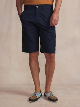 Bermuda - homme - ceinture semi-élastique, coton - marron