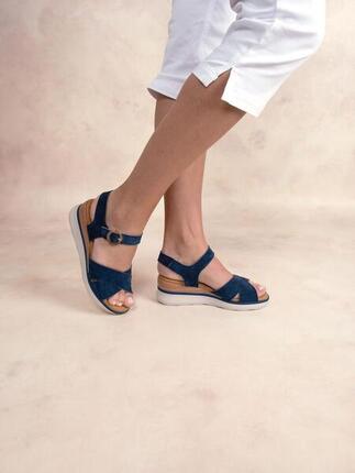 Sandales compensées - mode - Femme - HOULEMA - bleu marine
