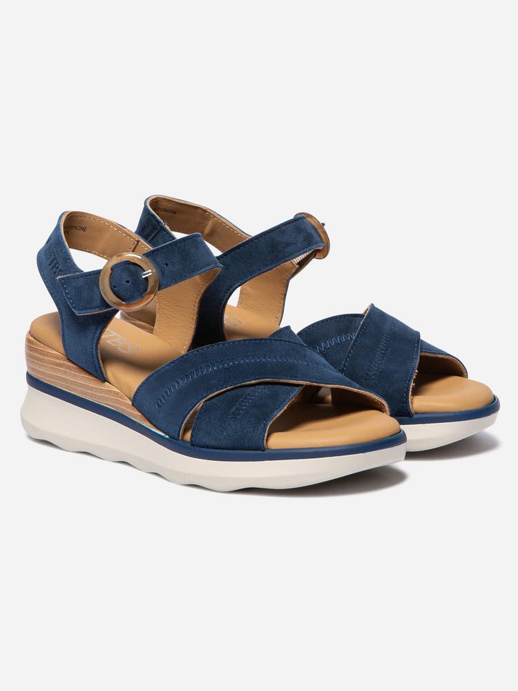 Sandales compensées - Femme - maintien boucle - HOULEMA - Bleu marine 4/4
